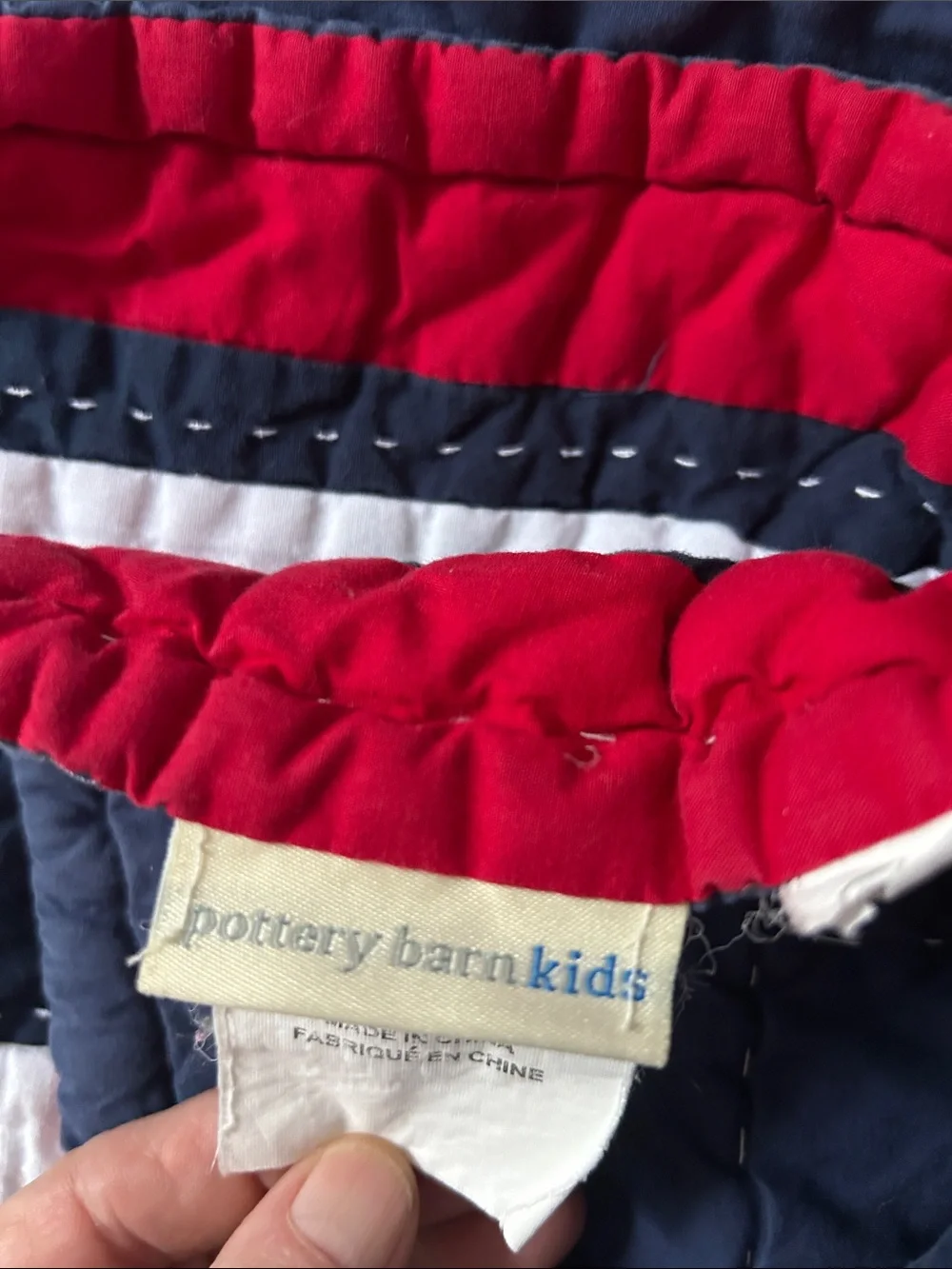 Pottery Barn Kids All-Star Sports Patches Quilted Navy/Red Twin w/Sham Comforter